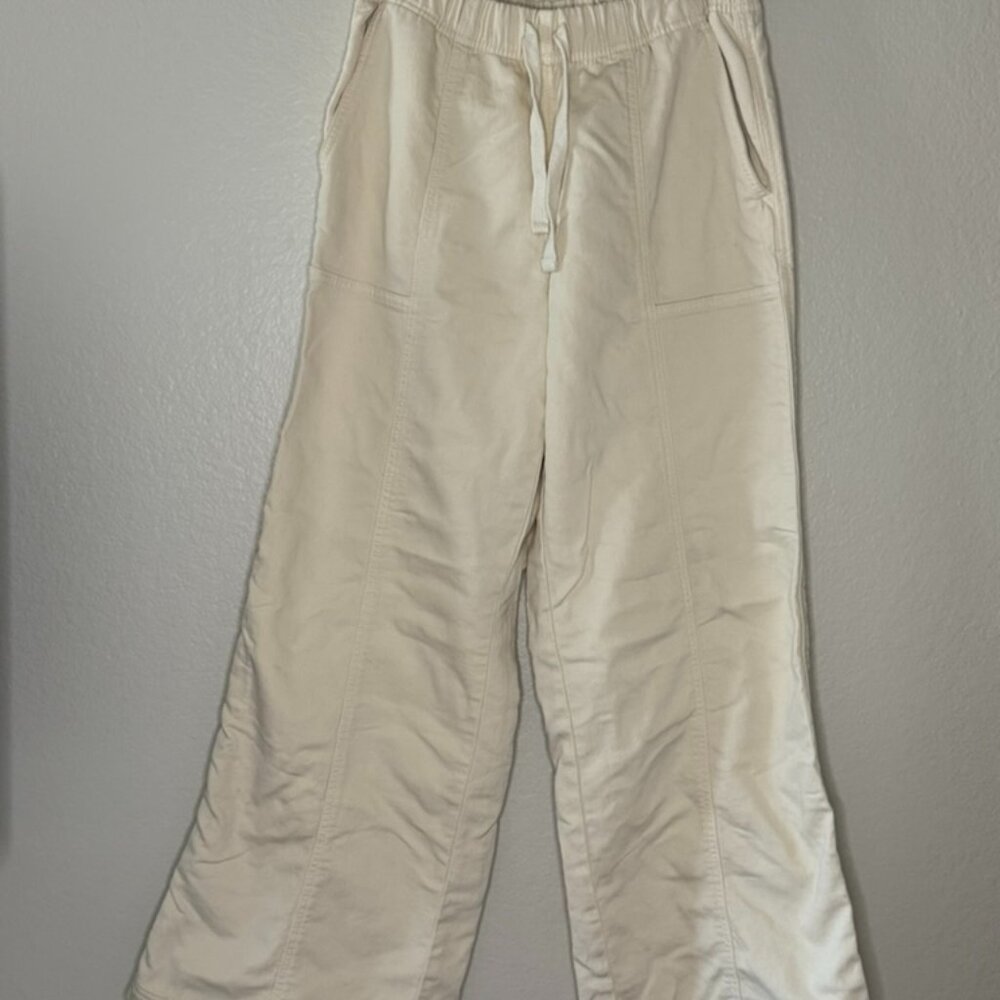 Aerie Cream Wide-Leg Drawstring Pants (Size M)